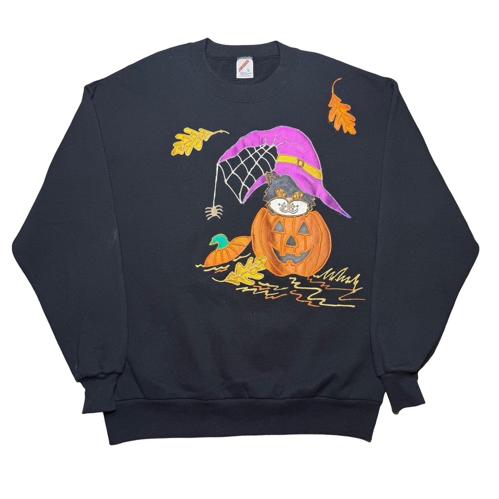 Vintage 90s Halloween hand painted sweater
